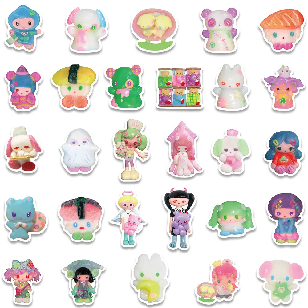 56PCS 3D Crystal Clay Girl Cute Stickers Skateboard Notebook Fridge Phone Guitar Luggage Decal Sticker Kids Toy