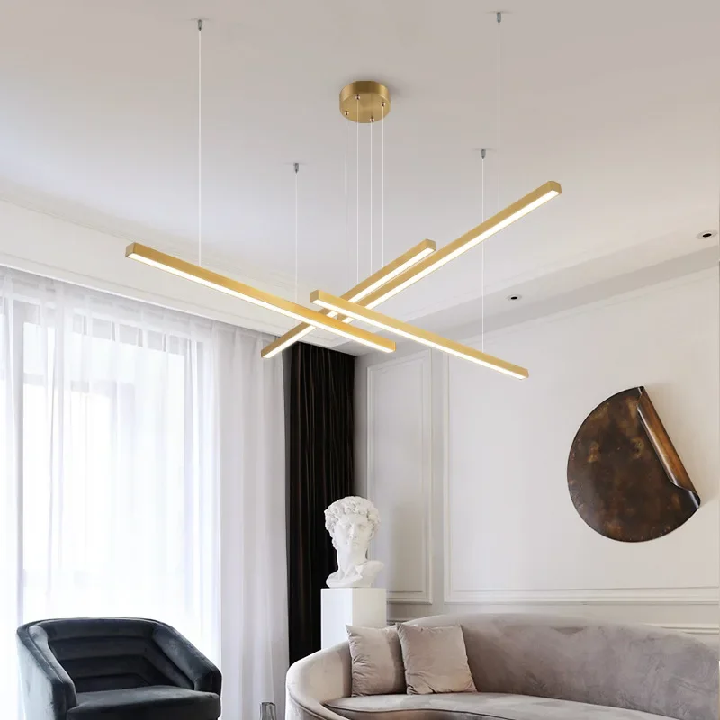 Living Room Pendant Light Luxurious Modern Atmospheric Creative Minimalist Linear Long Bar Restaurant Bar Hanging Light Fixture