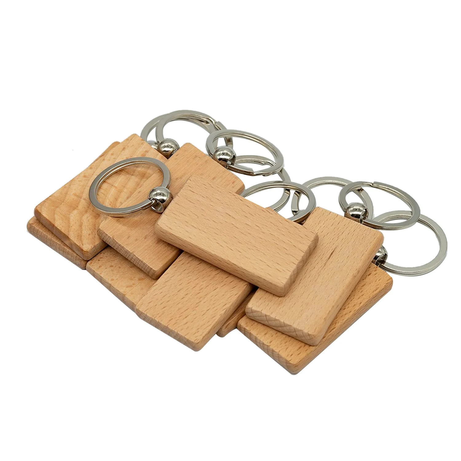 Blank Wooden Keychain Wooden Keychain Keyring Keychain Personalized EDC or Best Gift Craft (Rectangular, Pack of 20)