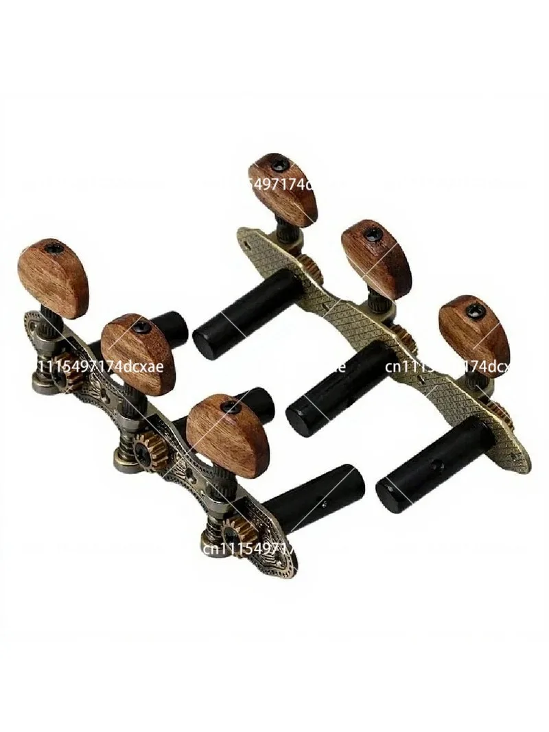 3-in-1 Open Gear Guitar Tuners, Brass Metal Machine Heads with Semi-Round Wooden Knob for Acoustic Guitar