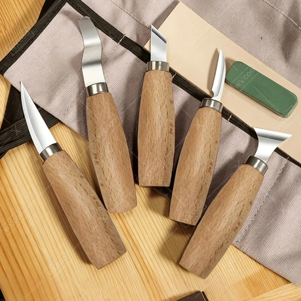 WXCOO Ergonomic Wood Carving Hook Chisel Knife Crooked Sculpting Tools for Spoon Making Beginners Professional Woodworkers view 5