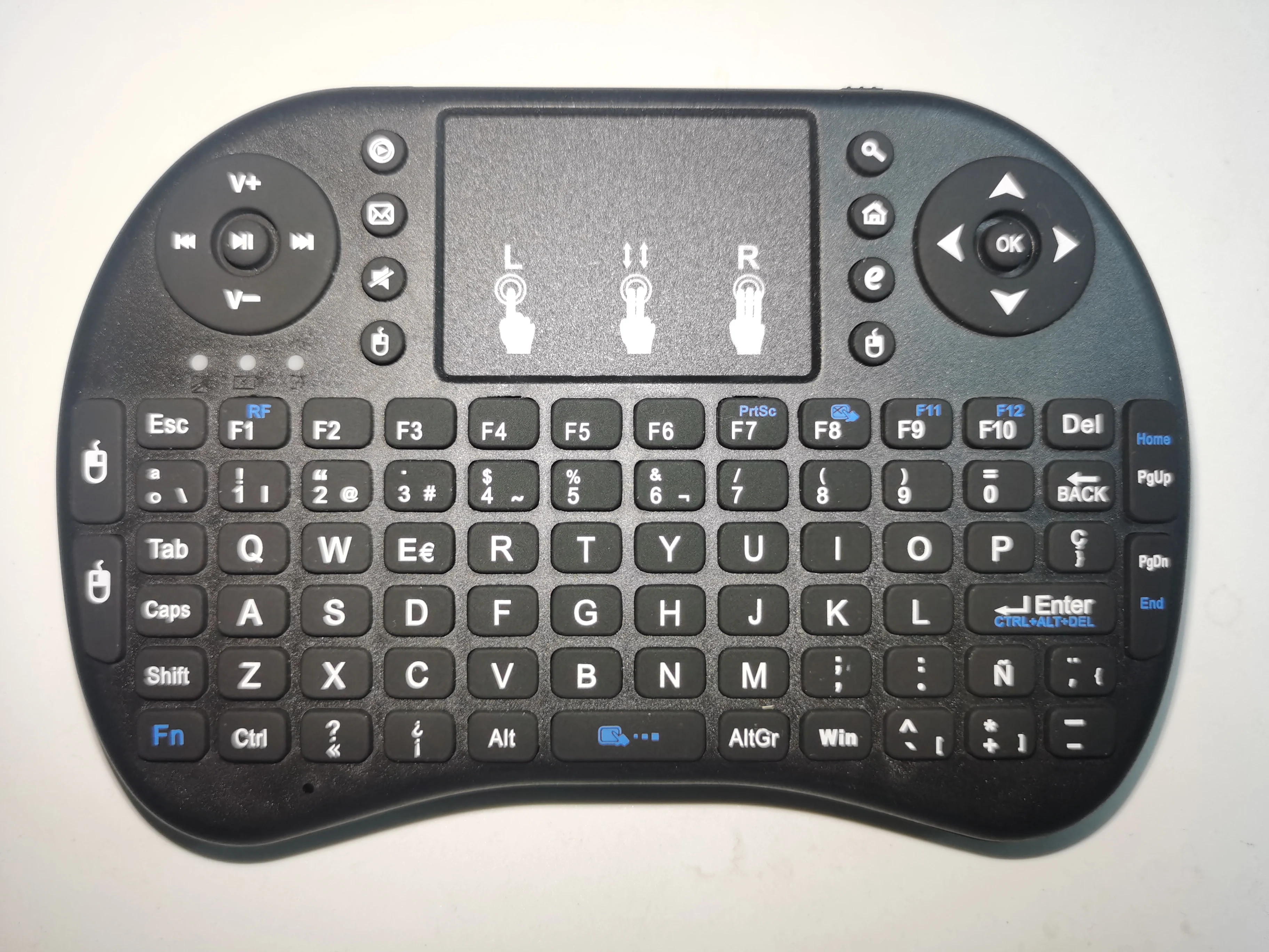 Kabellose Tastatur Air Mouse Spanisch Französisch Azerty Russisch Portugiesisch Brasilianisch mit Touchpad N Mini Hintergrundbeleuchtung RGB PC TV Box