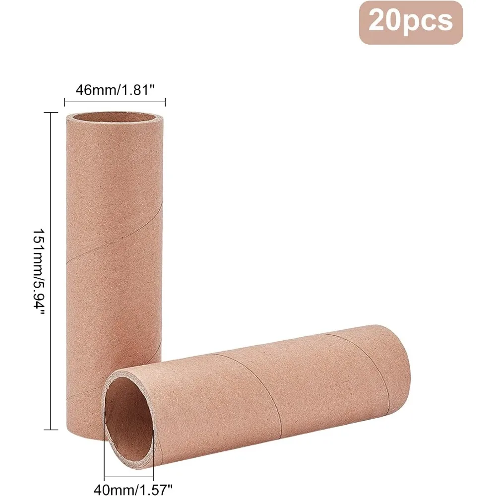 20pcs Cardboard Tubes, 5.9 x 1.8 Inch Brown Craft Rolls - Sturdy Paper Tubes Craft Supplies DIY Creative Handmade Classroom