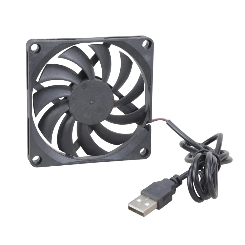 

Energy Efficient 80mm Computer Cooling Fan 5V USB Powered Low 24dB Noise For Electronics Ventilation Projects