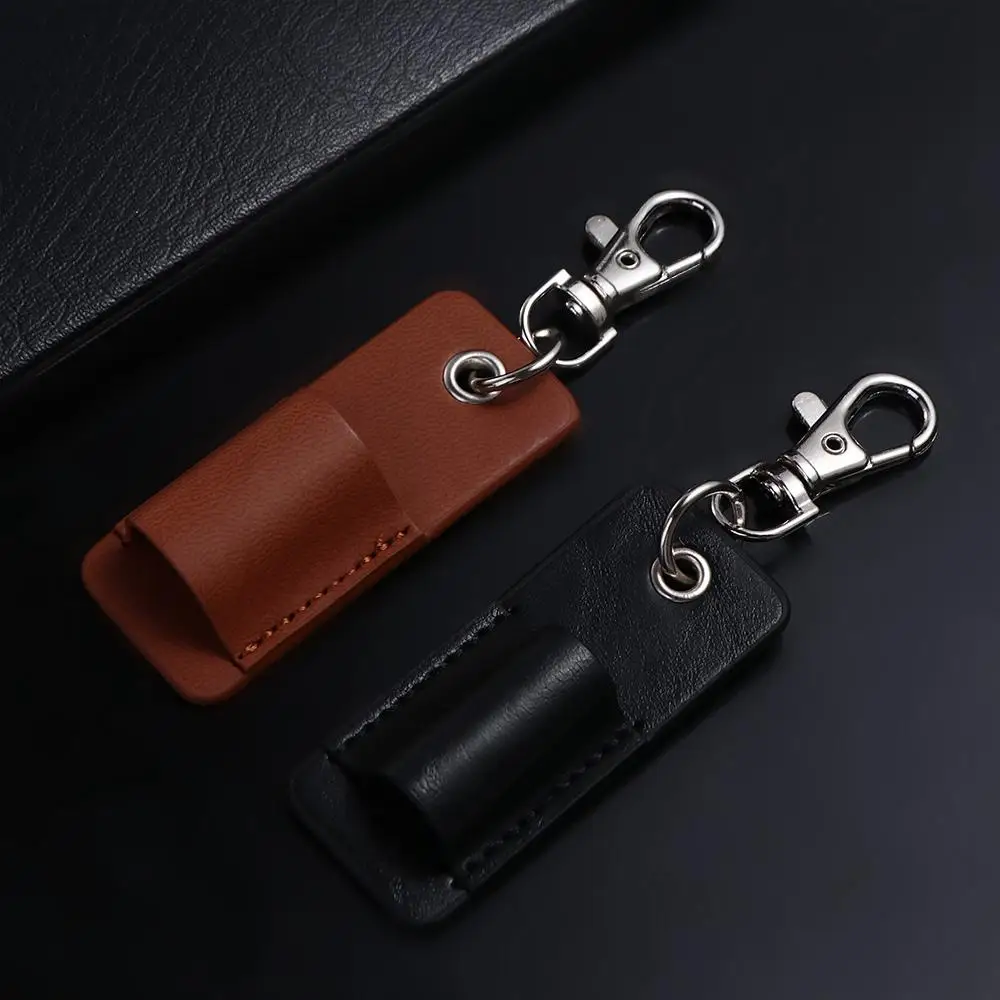 Retro Pu Leather Stationery Badge Clip School Office Pencil Organizer Pen Protector Keyring Pen Holder Keychain Sleeve Pouch image 2