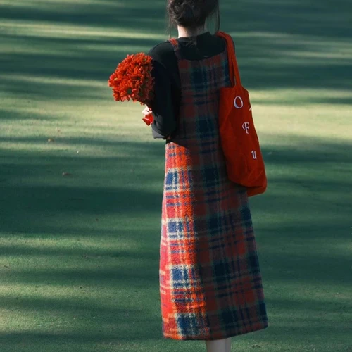 체크무늬 드레스 세트 여성용 신년 체크무늬 여성용 드레스 세트 드레스 원피스 드레스 원피스 드레스 원피스 드레스  Best5