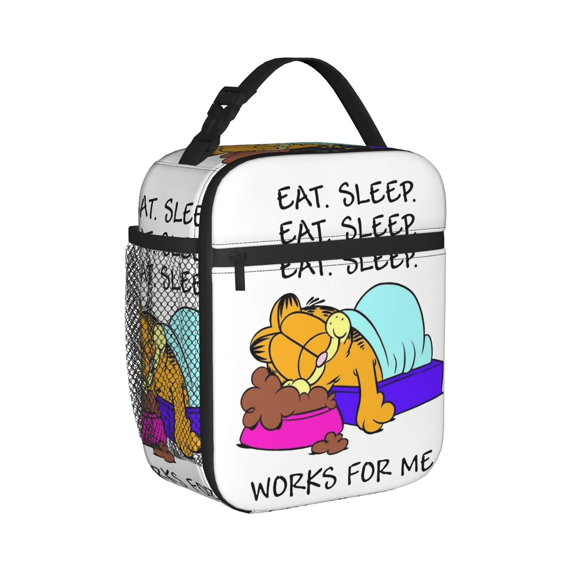 

Термосумка для обедов Garfielded Eat Sleep: портативный контейнер для еды с милым котом, сумка-холодильник, ланч-бокс для офиса и путешествий, сумка для бенто