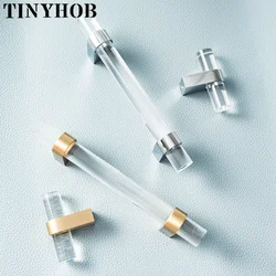 Tinyhob Acrylic+ BrassFurniture Handles and Knobs for Kitchen Cabinets Drawer in Cabinet Pulls  Wardrobe Gold Decorative Knob