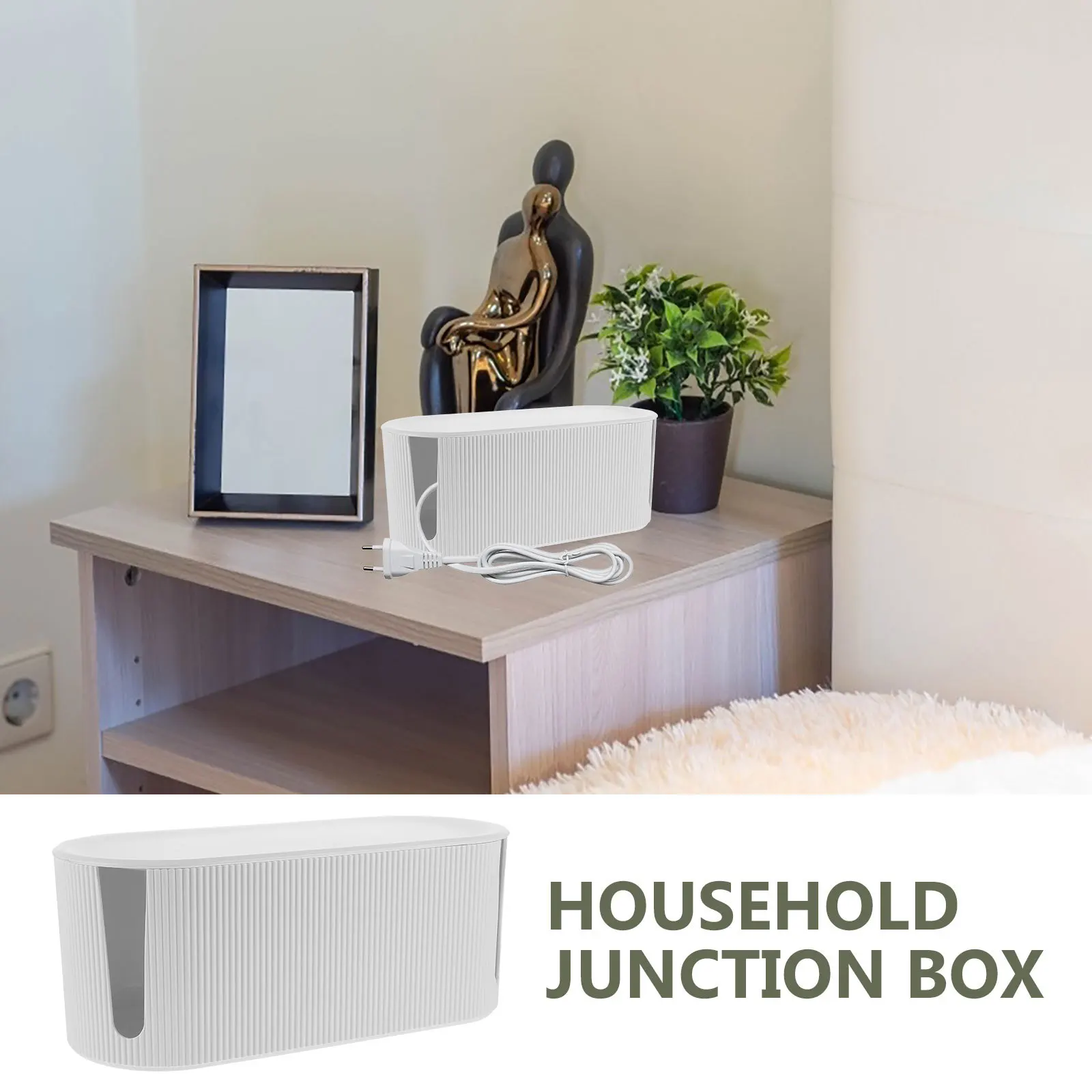 

Cable Box Organizer With Outlet Hole Durable Pp Detachable Design Big Opening Desk Cord Storage Box For Power Strip Adapters