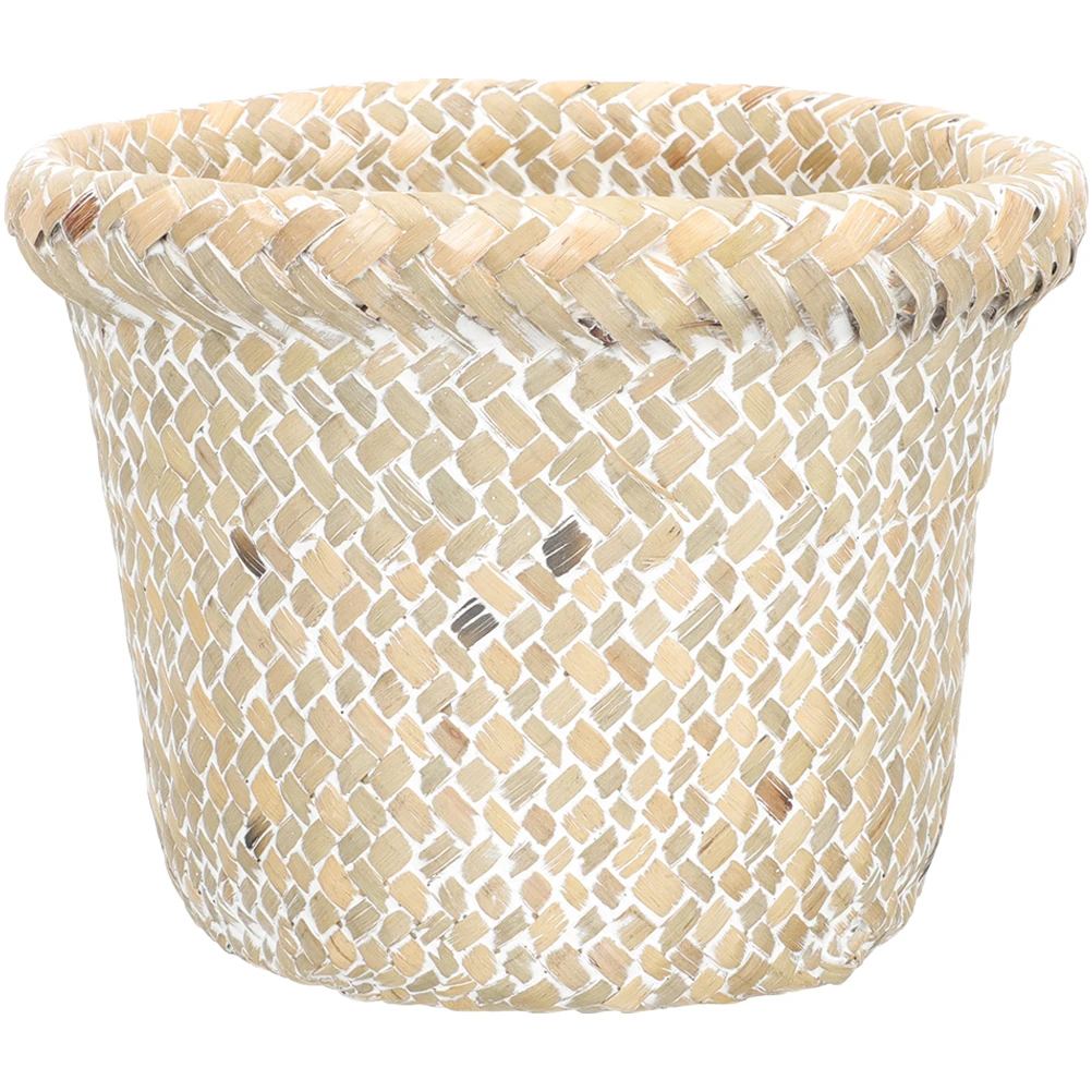 

Rattan Woven Trash Basket Storage Container Retro Bedroom Toy Fruit Basket Versatile Home