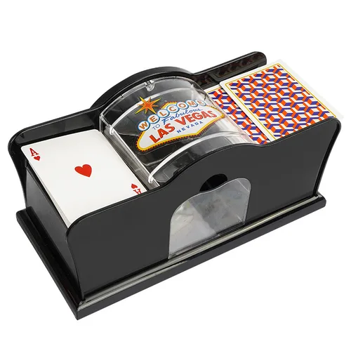 Batidora de cartas manual de 2 cubiertas con manivela, batidora de cartas para Blackjack, UNO, póker, máquina distribuidora de cartas de juego, tarjeta manual