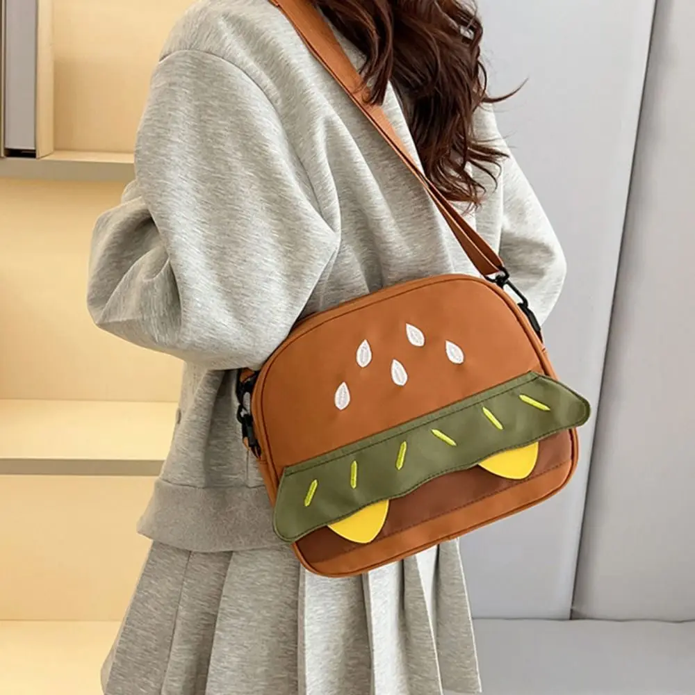 

Harajuku Hamburg Embroidery Shoulder Bag Solid Color Coin Pouch Crossbody Bag Casual Zipper Pouch Mobile Phone Pack Travel