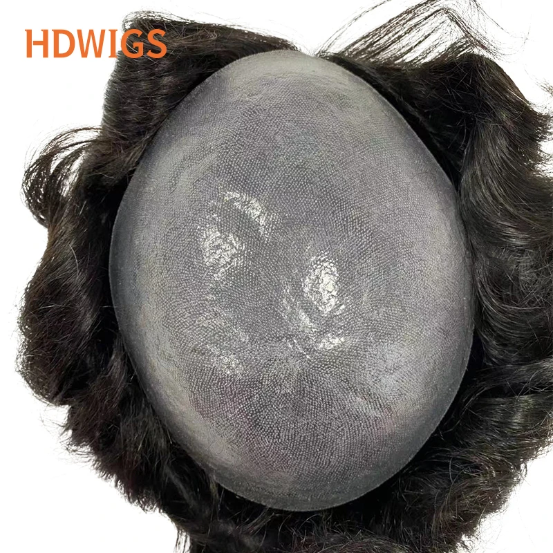 

Men Hair Toupee With Knots Straight Wave Men's Capillary Prothesis Durable PU0.08-0.1mm Wig Man Natural Human Hair Wig Hairpiece