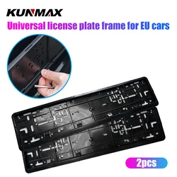 2PCs Carbon Style Black European License Plate Frame Auto Accessory Waterproof Holder with Mounting License Plate