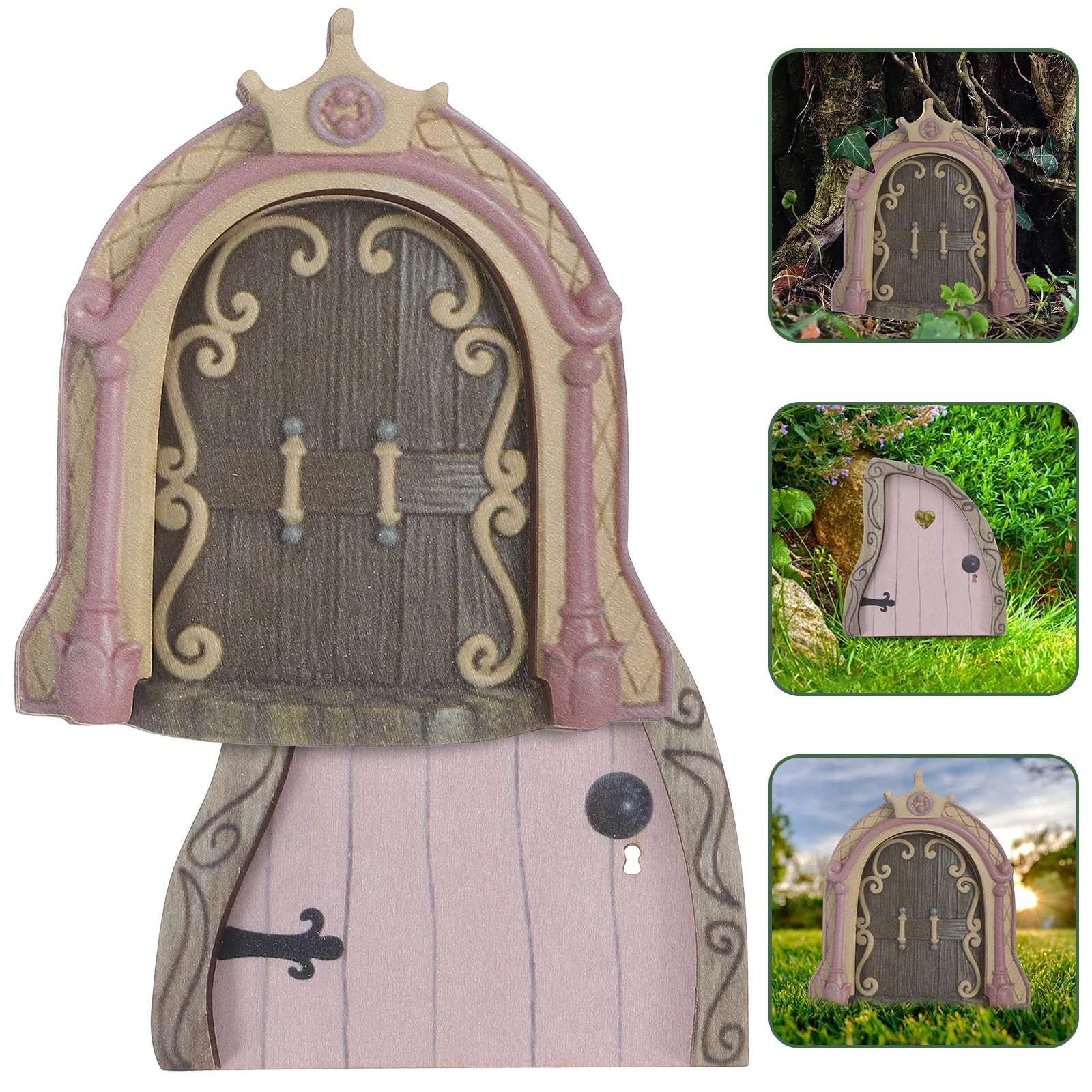 

2pcs Miniature Wooden Craft For Garden Tree Decoration Small Fairy Door Ornament Home Decor Garden Tree Fairy Door
