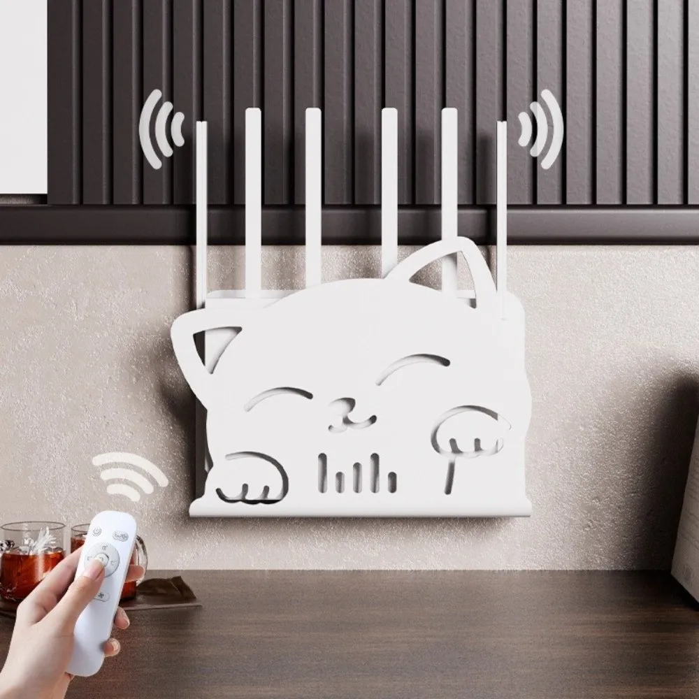 Decoration Plastic Router Stand Cat-Themed Wall-mounted Set-Top Box Wall-Mounted Bracket Home