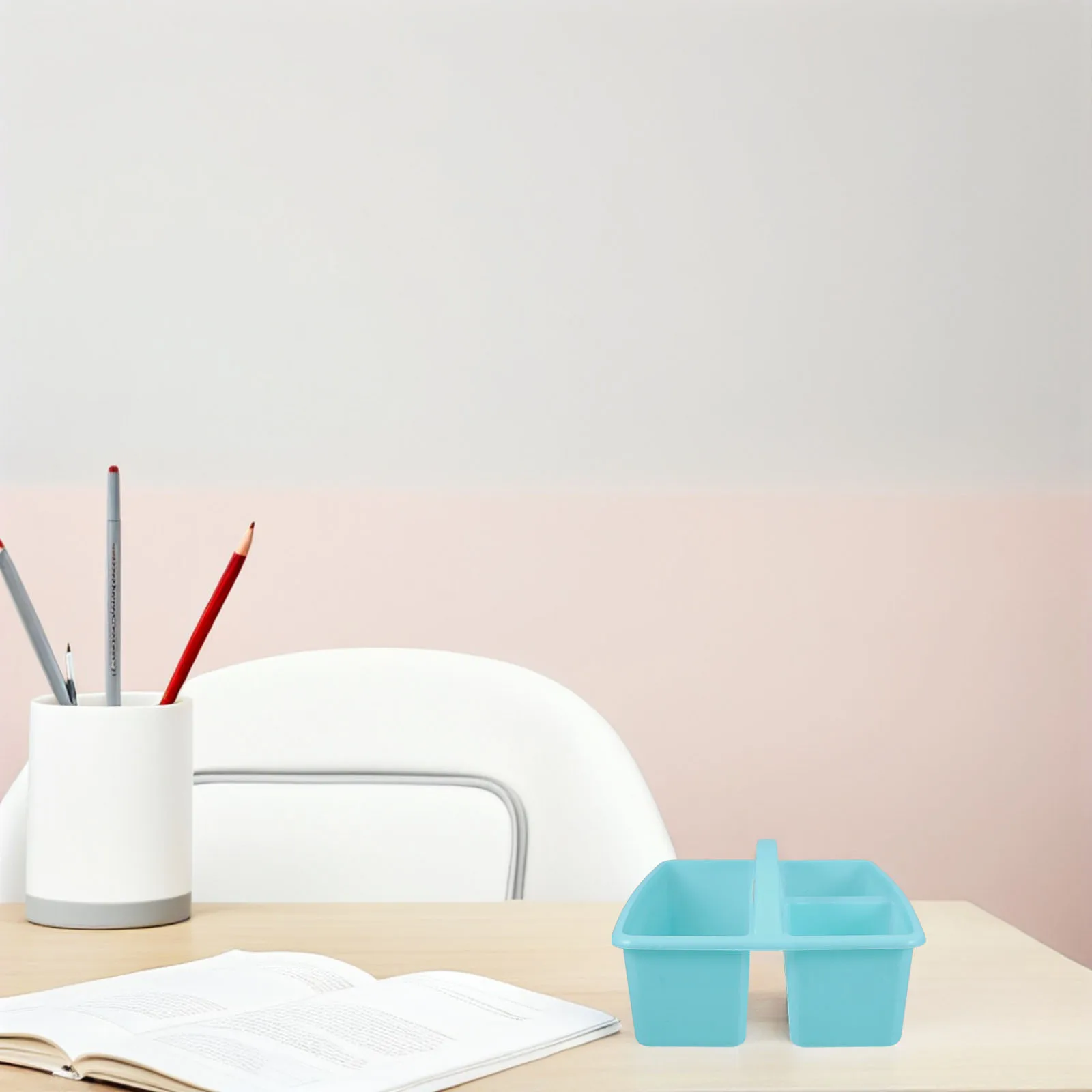 

Portable Storage Basket Handheld Compartment Organizer for School Classroom Art Supply Pen Container Stationery Holder