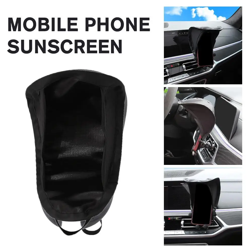 1pcs Car Cell Phone Sunscreen Sunshield Phone Umbrella Sun Shade For Motorcycle Bike Car Anti-scald Car Accessories Black E3H3