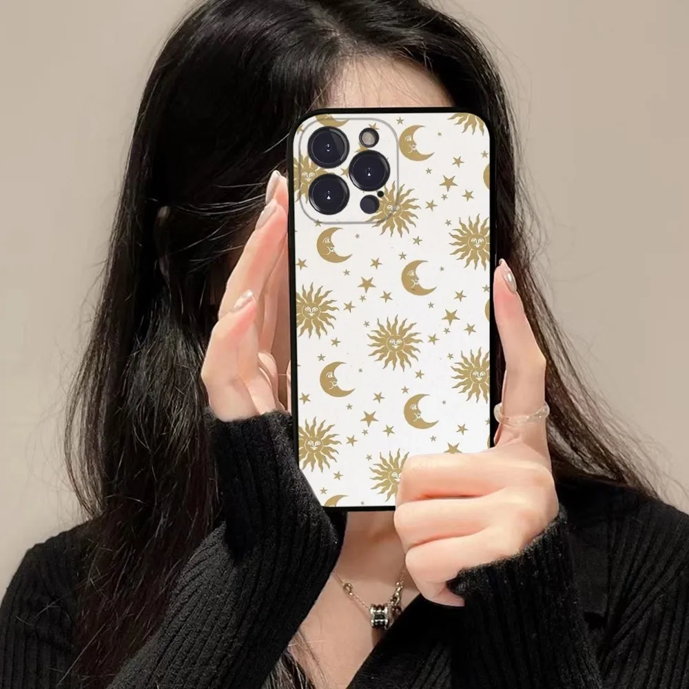 شخصية الفن الشمس القمر قضية الهاتف آيفون 14 11 12 13 Mini Pro XS ماكس غطاء 6 7 8 Plus X XR SE 2020 فوندا شل #5