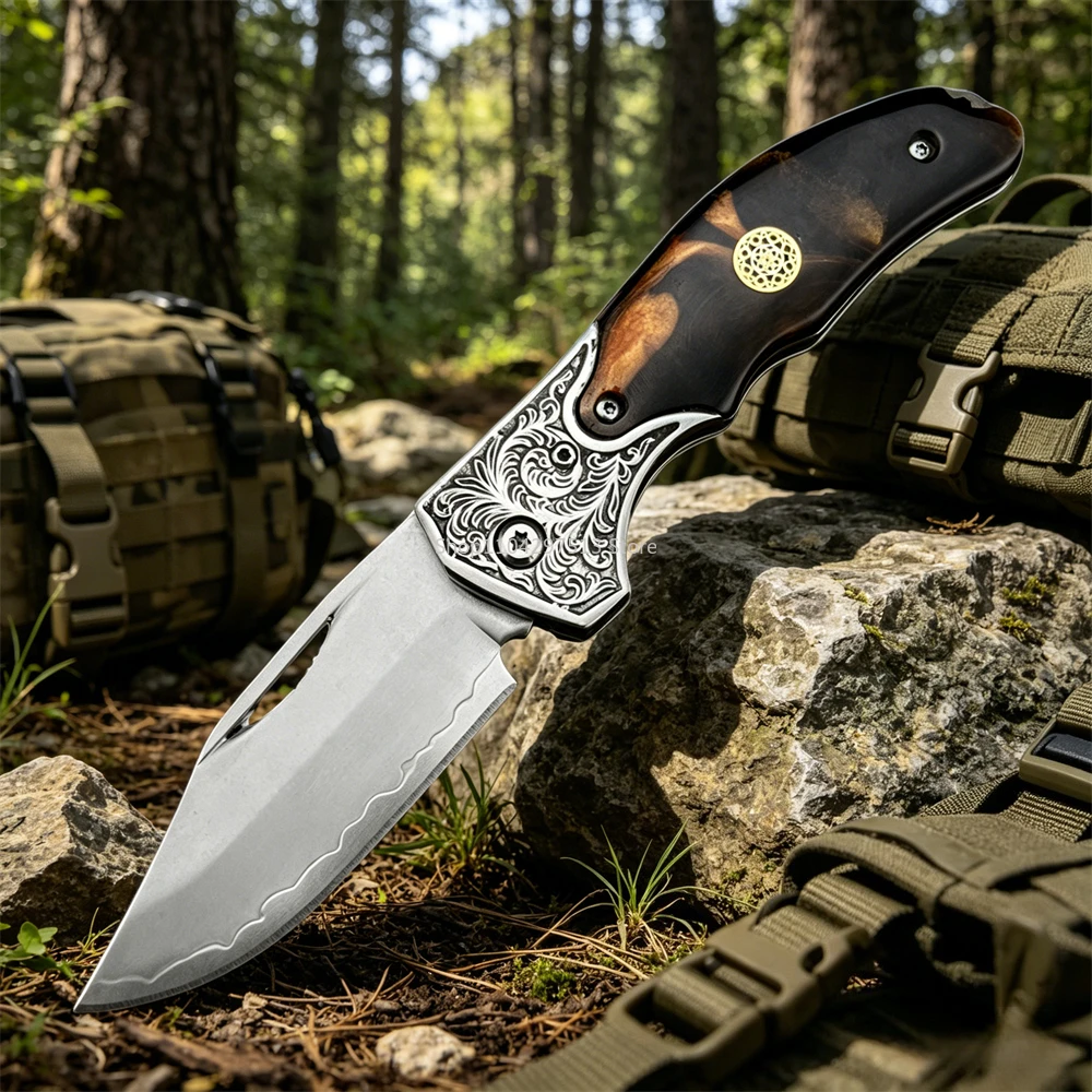 

Multi Folding Utility Knife 5Cr13MoV Blade 420 Steel Frame Elegant Acrylic Handle Portable Daily Cutting Tool for Camping Hiking