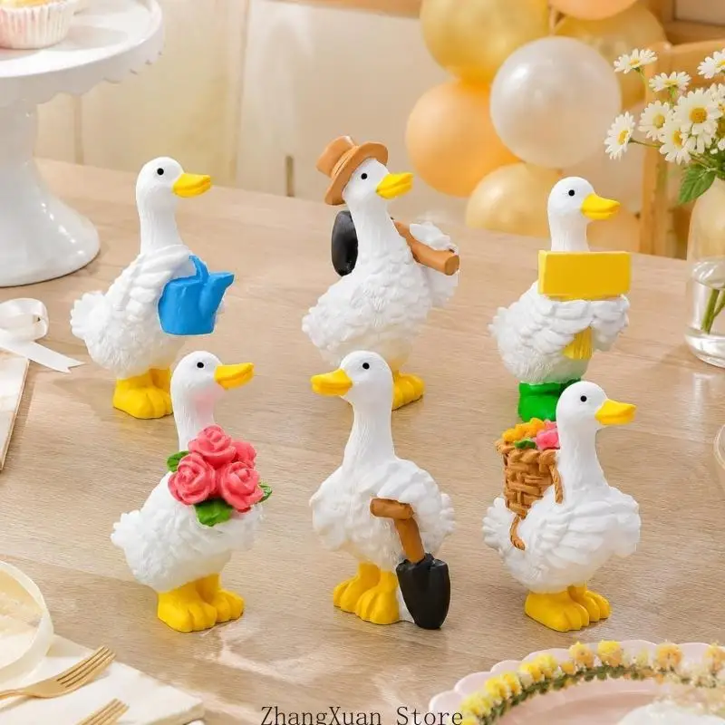 Mini-Entenfiguren, kleine Entenfiguren aus Kunstharz, Entenminiaturen für Schreibtisch-Displays, 3 x – Detail 7