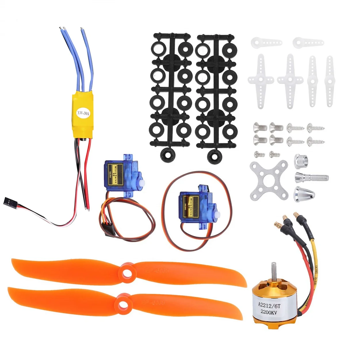 SG90 Servo 2212 KV2200 Brushless Motor 30A ESC 6035 Propeller Accessory Electric Motor Kit for Rc Airplane Motor