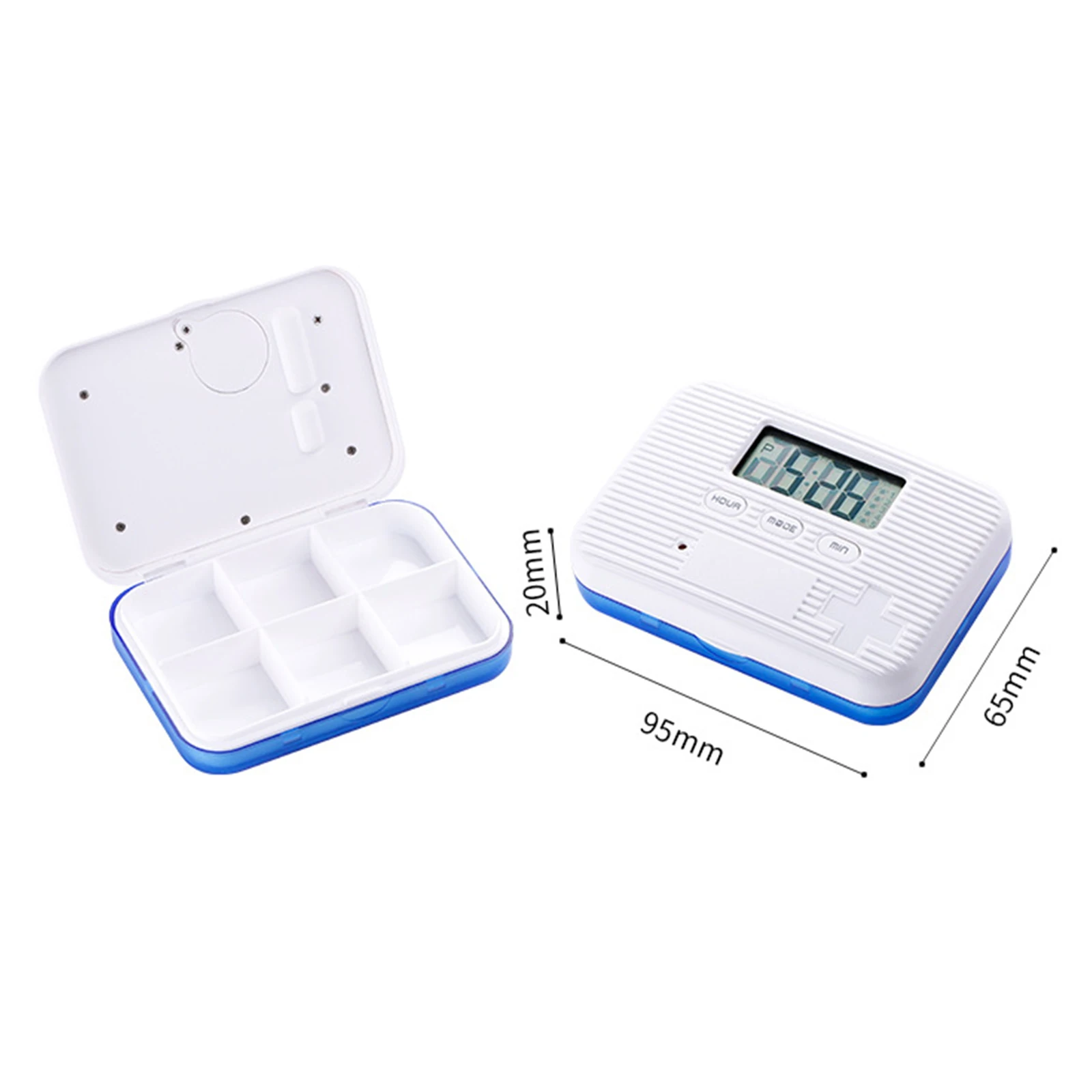 Pill Organizer Portable Mini Pill Box Timed Reminders 6 Compartments Electronic Reminder Pill Box with Timer Five-Group Alarm