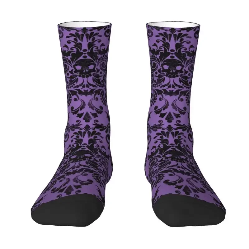 

Skull Damask Pattern Dress Socks Mens Womens Breathable Warm Funny Novelty Halloween Witch Goth Occult Crazy Crew Socks