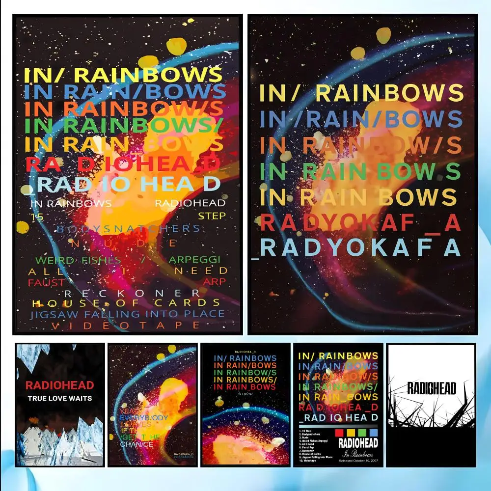 R-Radiohead Band Rainbow Poster HD Art Sticky Wall Waterproof Home Living Room Bedroom Bar Aesthetic Decoration