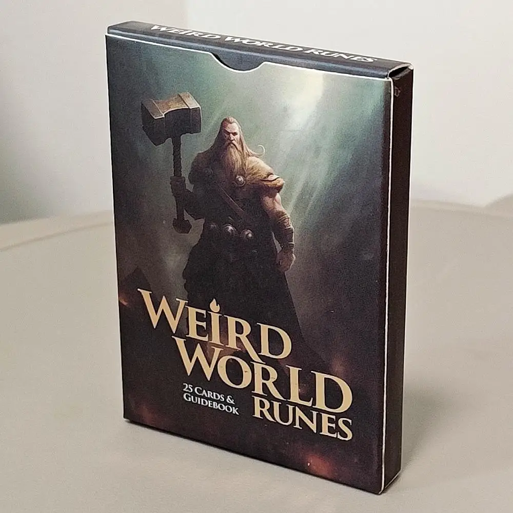 Weird World Runes Deck - 25 Elder Futhark Oracle Cards 9*6cm for Divination Printed on 350Gsm Double-Embossed Cardstock