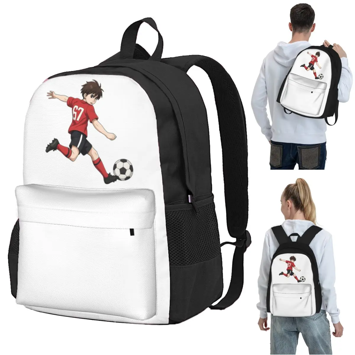 

Anime Footballer Powerful Shot 67 Backpack Student BookBag Kids School Bag Computer Shoulder Bags for Men Women