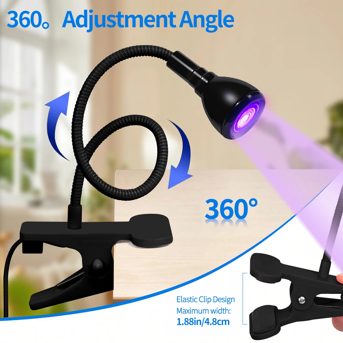 مجفف أظافر LULAA LED للأظافر الجل، ضوء طلاء أظافر LED صغير مع رقبة معقوفة، مصباح محمول للأشعة فوق البنفسجية لصالون الأظافر