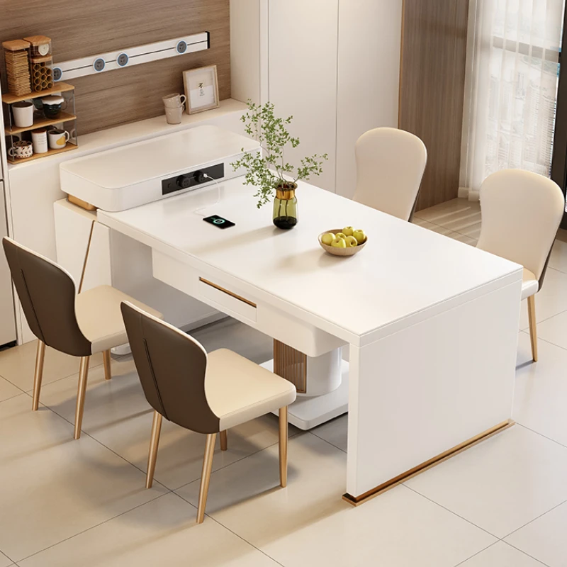 Double-Use Simple Modern Kitchen Island Dining Table Household Small Apartment Multi-Functional Retractable