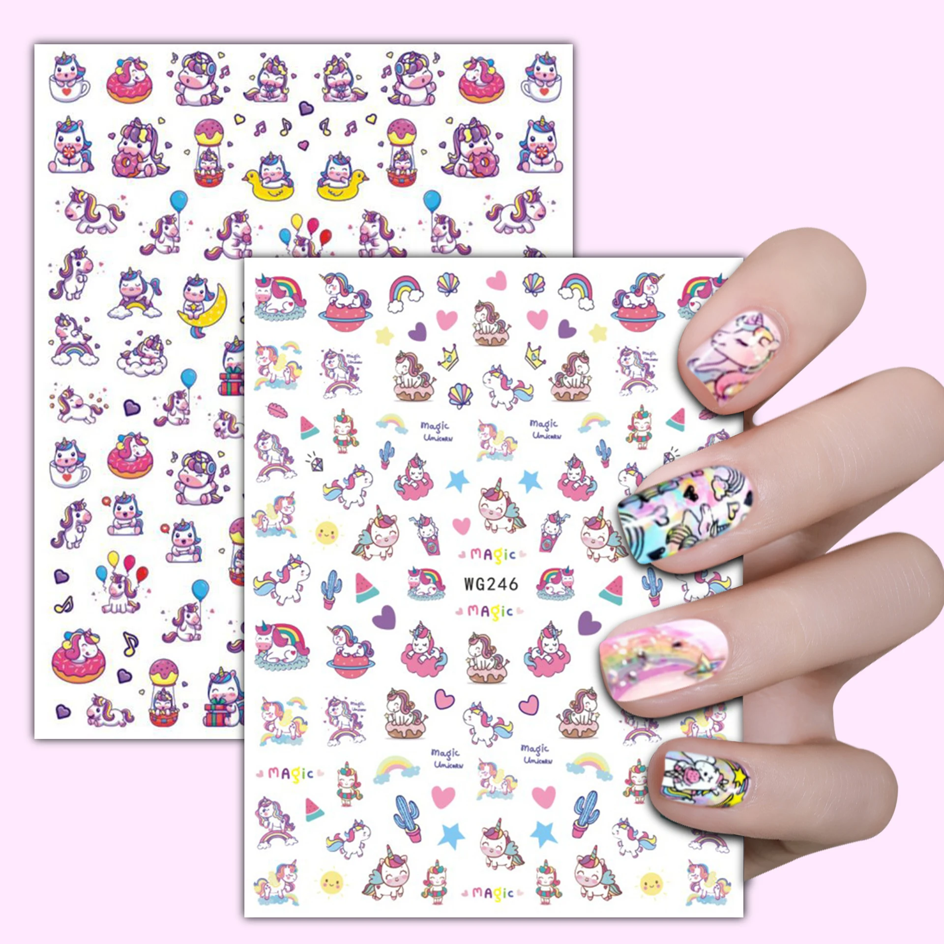 1PCS Disney Cartoon Little Pony Unicorn Nail Sticker Nail Parts Anime Toy Story Winnie the Pooh 3D Sticker Nail Art Decoration