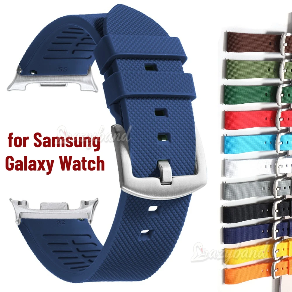 Silicone Band for Samsung Galaxy Watch 8 Classic 40mm 44mm46mm Black Casual Strap for 7 Ultra 47mm Waterproof Women Men Bracelet