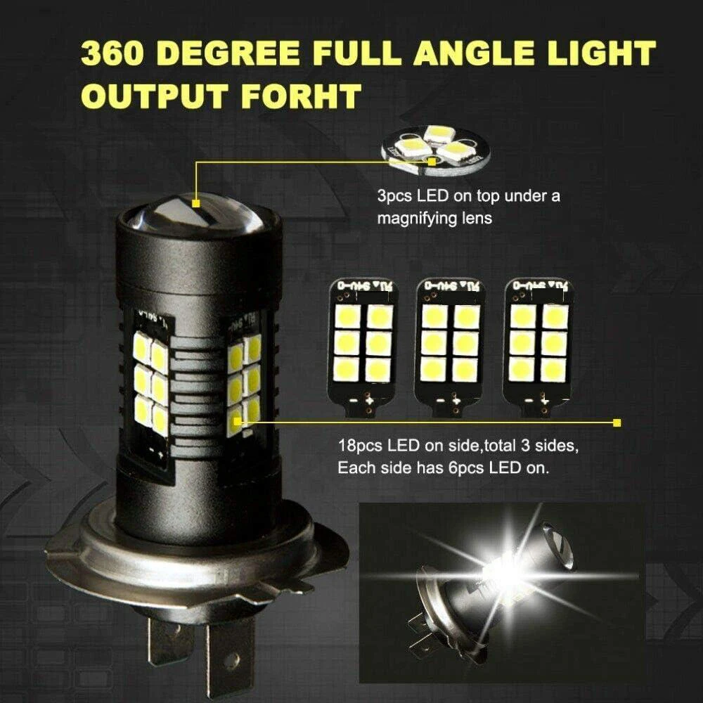 12V-24V 6000K White 2Pcs LED Fog Light Bulbs Daytime Running Lights H8/H9/H11,H4/9003,H7,9005/HB3,9006/HB4,H16/5202,P13W image 3