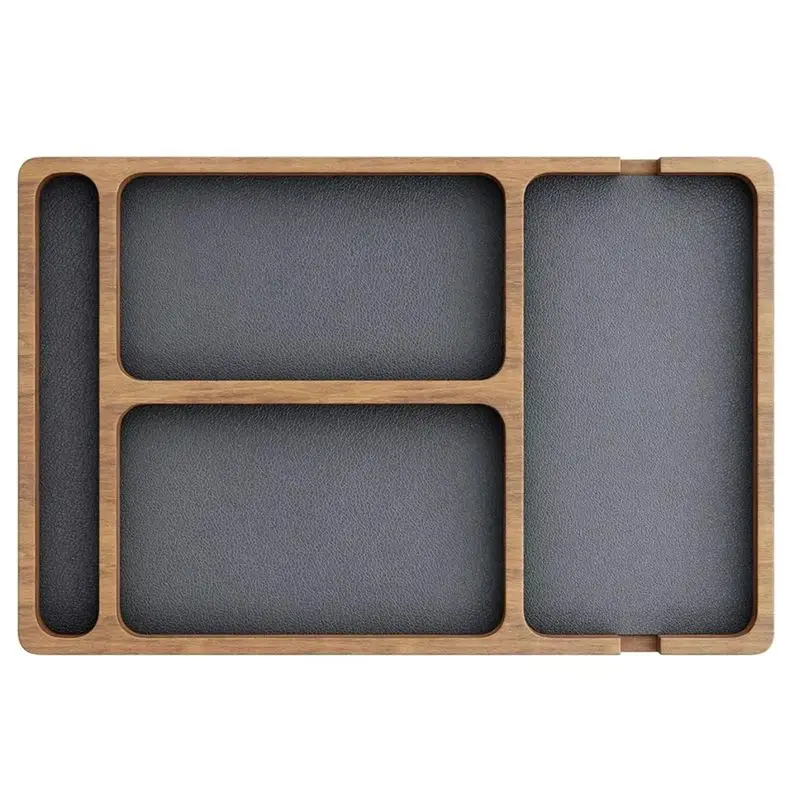 Ingenious-Wooden Office Desktop Storage Box Mobile Phone Headphone Debris Storage Box Wooden Storage Tray