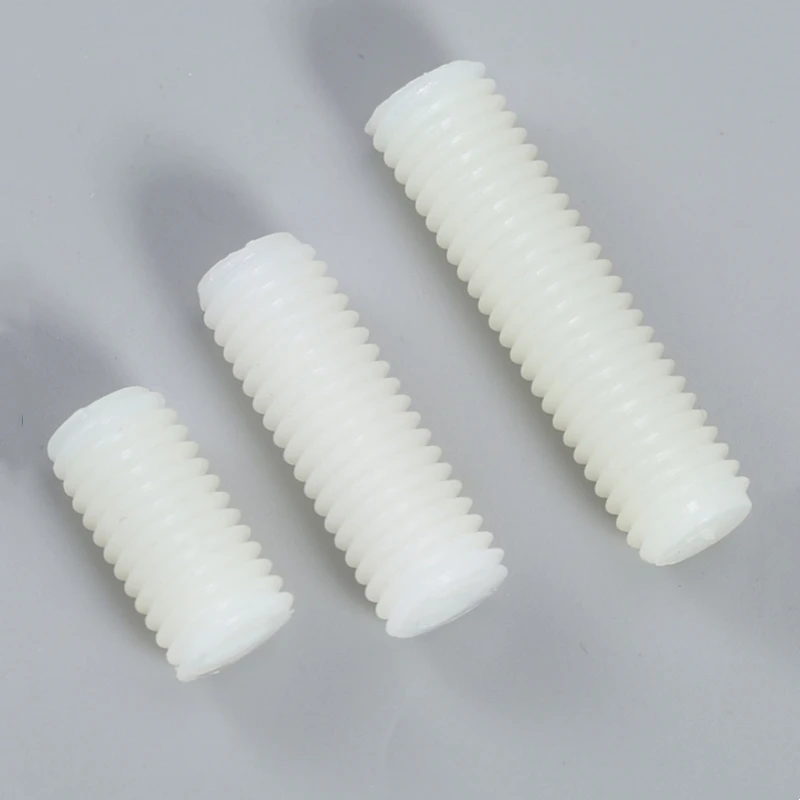 Plastic Slotted Flat-Tip Set Screws M3 M4 M5 M6 M8 M10 M12 White Nylon Set Grub Screw Headless Slotted Bolts Length 4-50mm