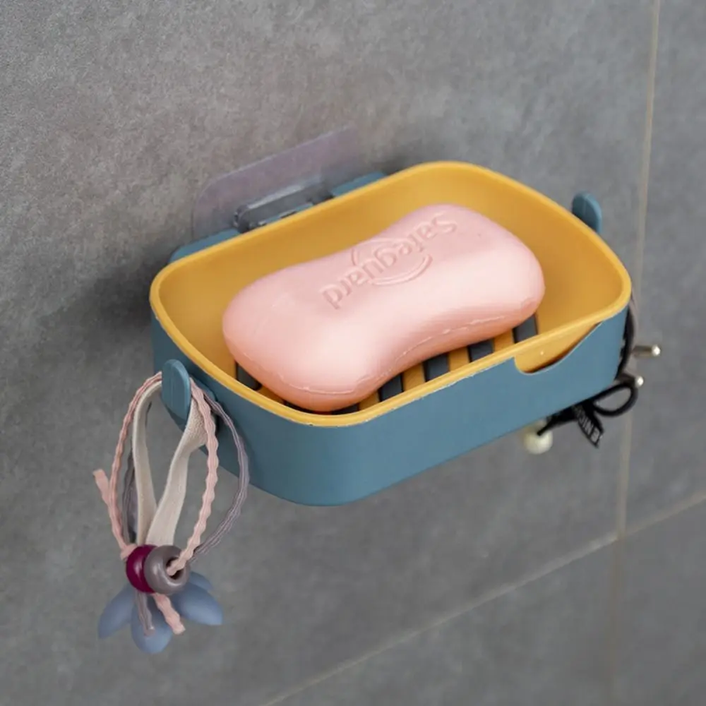 Hook Double-layer Soap Dish Nordic Punch-Free Self Adhesive Soap Storage Tray Removable Wall Mounted Soap Box Household