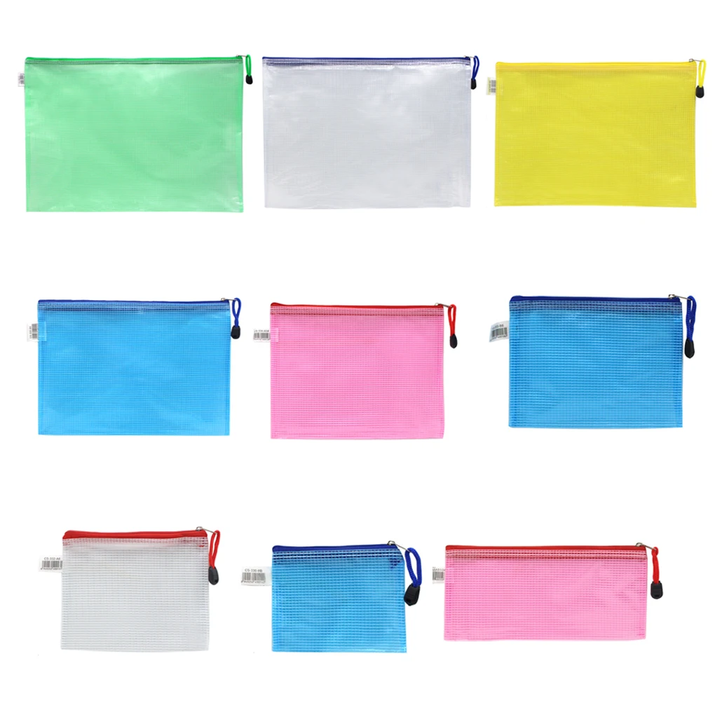 File Mesh Bag Office School Wallet Tickets Folder with Zipper Adults