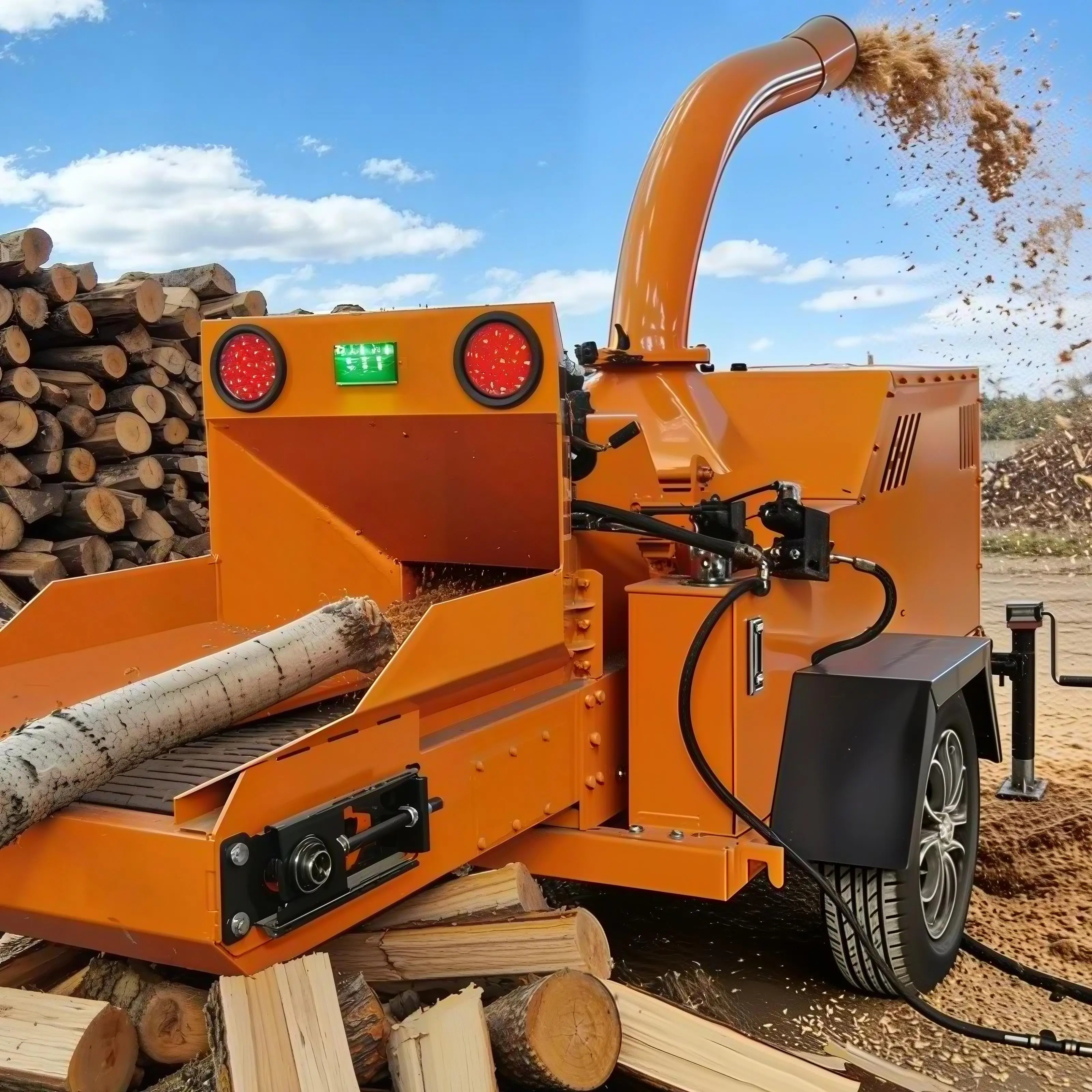 AOYU-32HP Mobile Portable Wood Shredder Diesel Engine 22.8KW Power Featuring Gear Pump for Agricultural Forestry Waste Treatment
