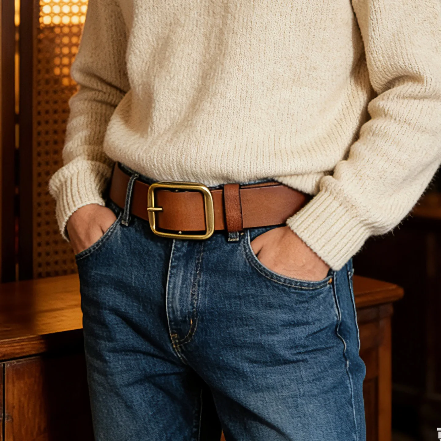 3.8cm Men's Needle Buckle Korean Ins Jeans Belts Trendy Young Man Retro Simple Versatile Casual Jeans Strap Belt