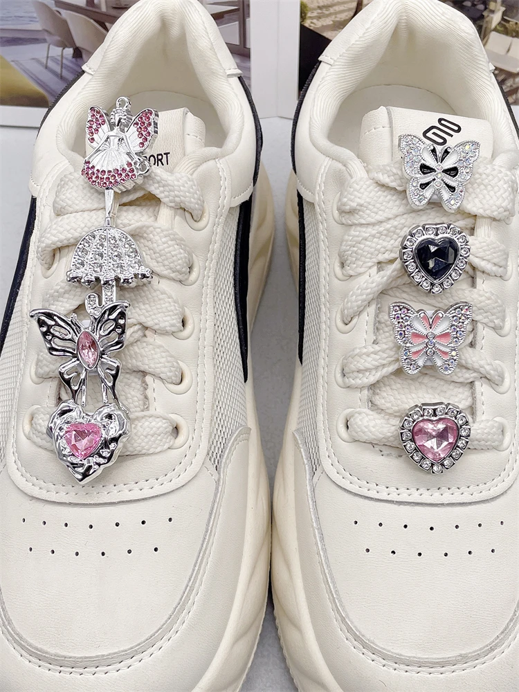 4 Stück abnehmbare Schmetterling Regenschirm Schnürsenkel Charms Ornamente Fee Schnürsenkel Schnallen Dekorationen DIY herzförmige Schuhclips – Detail 7