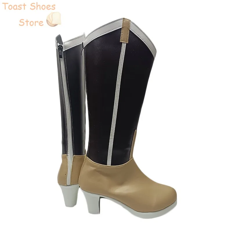 Tomoe Mami Cosplay scarpe Anime Puella Magi Madoka Magica puntelli Cosplay scarpe in pelle PU stivali di carnevale di Halloween Costume Prop