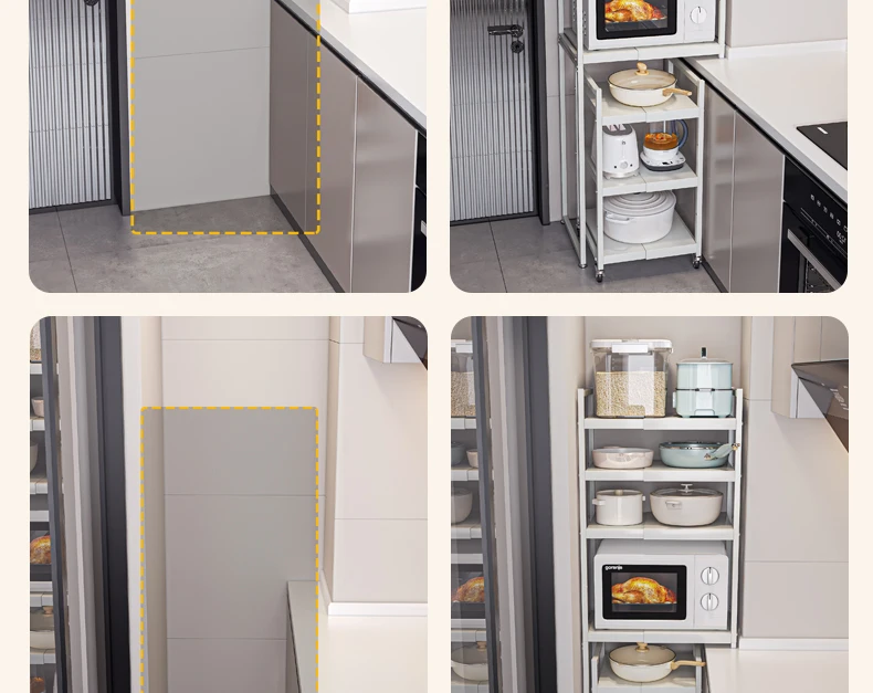 Kitchen special-shaped storage rack Floor-to-ceiling multi-layer small household appliances crevice rack Narrow slot storage rac