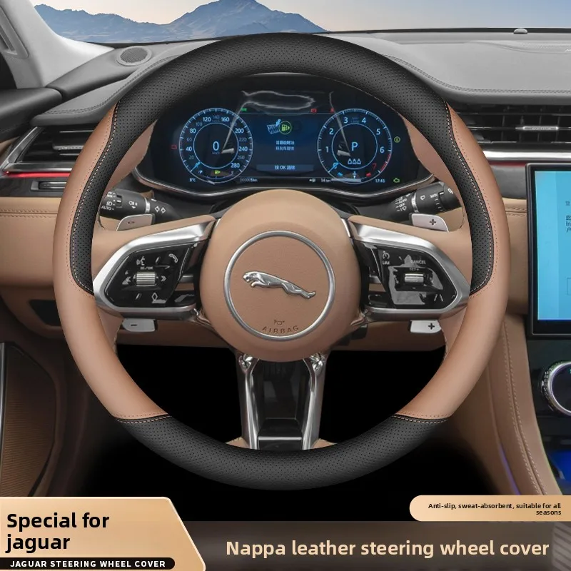 

Leather Car Steering Wheel Cover for Jaguar XJ XF XE E-pace F-pace X-type XK I-pace S-type X350 Interior Accessories 2025