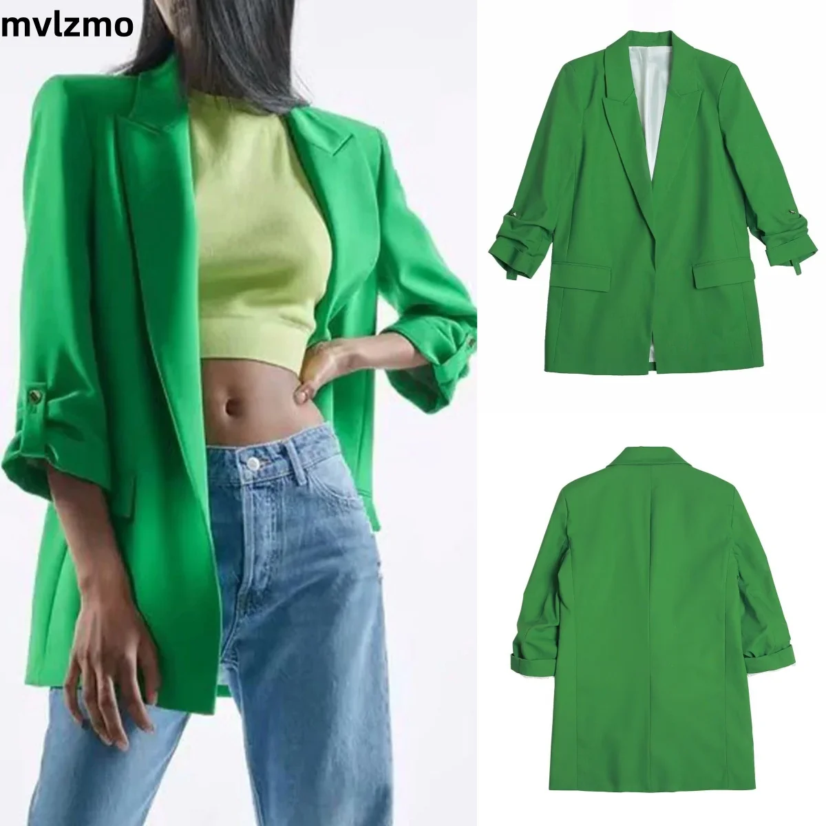 

Женская модная офисная одежда, куртка-кардиган, винтажная плиссированная куртка с длинными рукавами и карманами с клапаном, женская куртка, шикарные топы, льняные пиджаки