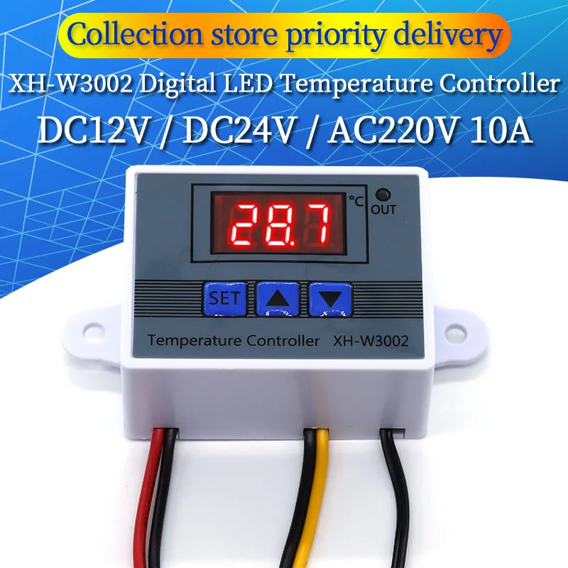 XH-W3002 220V /12V Digital LED Temperature Controller 10A Thermostat Control Switch Probe with waterproof sensor W3002