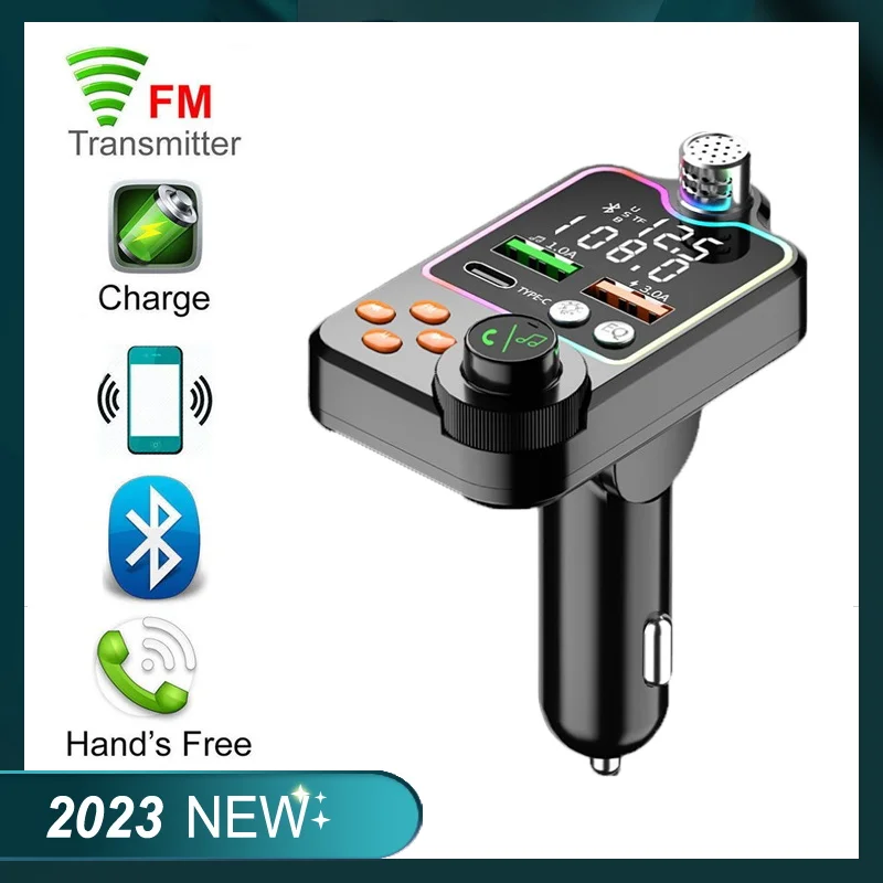 Quick Charger Car Bluetooth Charger Car Cigarette Lighter Call Hands-free EQ Atmosphere Light MP3 Player FM Transmitter Charger