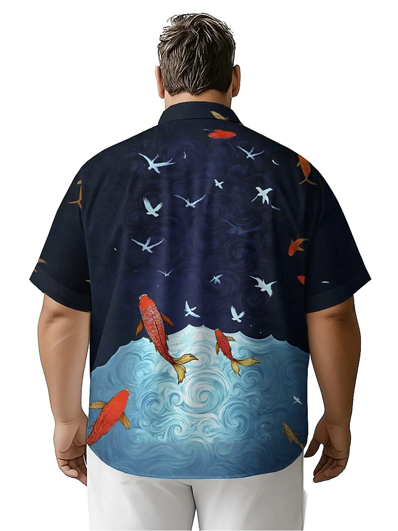 Men's Plus Size Hawaiian Shirts Dream Underwater World Pattern, Unisex Aloha Shirts,New in Summer Tops Tee,streetwear